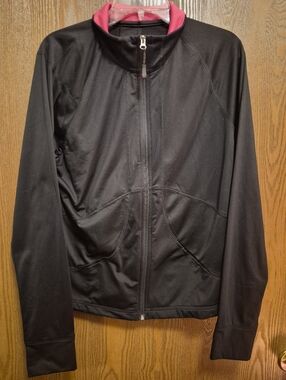 Danskin Women's Black Performance Zip Jacket with Pink Trim XL
